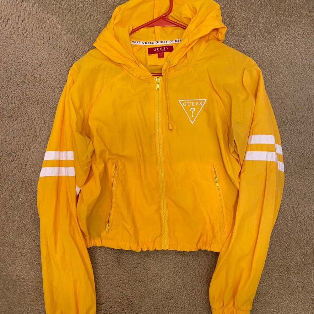 Yellow Bomber Crop Top Gym Jacket | Guess
